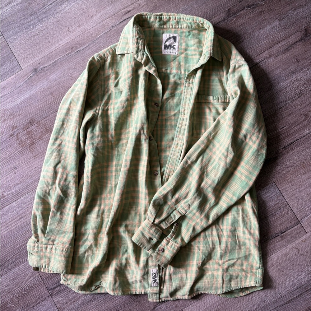 MK Boutique Green and Yellow Button Down Shirt
